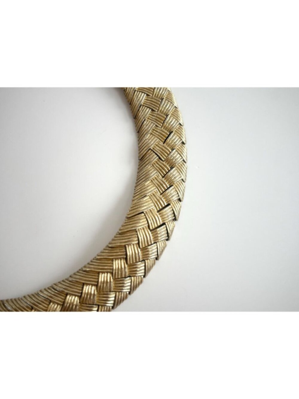 Woven Chunky Gold Toned Vintage Choker 80's Chevron Necklace - Picture 10 of 16